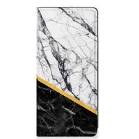 OPPO A58 4G Standcase Marmer Wit Zwart - Origineel Cadeau Man - thumbnail