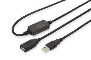 USB Verlengkabel [1x USB-A 2.0 stekker - 1x USB 2.0 bus A] 10.00 m Zwart Digitus