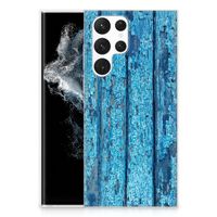 Samsung Galaxy S22 Ultra Bumper Hoesje Wood Blue