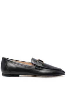 Tod's mocassins en cuir à plaque logo T - Noir