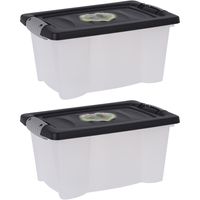 2x Stuks Opbergdozen/organizers met deksel - kunststof - 9 Liter - thumbnail