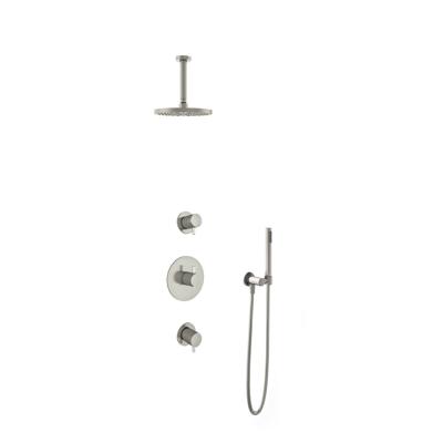 Hotbath Get Together doucheset met 2 stopkranen met 15 cm plafondbuis, 20 cm hoofddouche, geborsteld nikkel Hotbath Get Together doucheset met 2 stopkranen met 15 cm plafondbuis, 20 cm hoofddouche, geborsteld nikkel