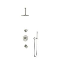 Hotbath Get Together doucheset met 2 stopkranen met 15 cm plafondbuis, 20 cm hoofddouche, geborsteld nikkel