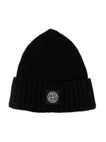 Stone Island Junior Compass-motif knit beanie - Noir - thumbnail