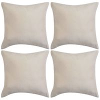 Kussenhoezen 4 stuks beige imitatie sude 50x50 cm polyester - thumbnail