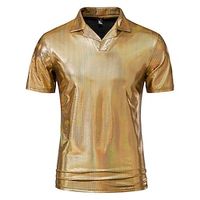 Voor heren POLO Shirt Golfshirt Club Cubaanse kraag Revers Korte mouw Casual Golven Noviteit Knoop voorzijde Normale pasvorm Zilver Zwart Goud POLO Shirt Lightinthebox