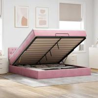 vidaXL Ottoman bed met matras 180x200 cm fluweel roze, bedframe, ottoman bedframe, bedframe met opbergruimte onder het bed, bedframe met opbergruimte