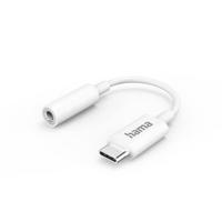 Hama USB-C-adapter naar 3,5 mm jack (hoofdtelefoonaansluiting, compatibel met OnePlus 6T/Huawei P30 Pro/Mate 20 Pro/Samsung Galaxy S21/S21+ of Ultra/S20/S10/S9/Note/Xiaomi/iPad Pro 2021), wit