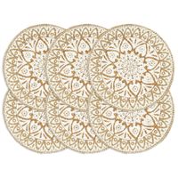 Placemats 6 st rond 38 cm jute wit - thumbnail