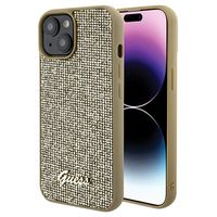 iPhone 15 Guess Disco Metal Script Logo Cover - Goud - thumbnail