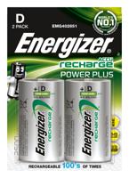 Energizer herlaadbare batterijen Power Plus D, blister van 2 stuks