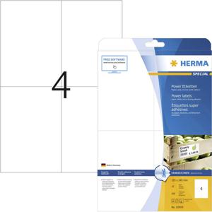 Herma 10909 Zelfklevende etiketten 105 x 148 mm Papier Wit 100 stuk(s) Permanent hechtend Inkjet, Laser (zwart/wit), Laser (kleur), Kopiëren (zwart/wit),