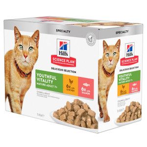 Hill&apos;s Mature Adult Senior Vitality nat kattenvoer combipack 12x85g 1 doos (12 x 85 g)