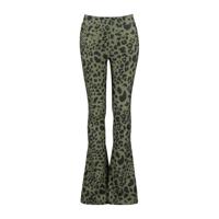 CoolCat Junior flared broek Philou met all over print donkergroen/zwart