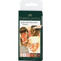 Faber Castell FC-167167 Pitt Artist Pens Brush Portrait 6 Stuks - thumbnail