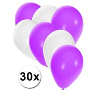 Witte en paarse ballonnen 30 stuks   - - thumbnail