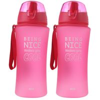 2x Roze bidon drinkflessen/waterflessen 480 ml - thumbnail