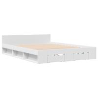 VidaXL Bedframe Met Lades Bewerkt Hout Wit 135x190 cm, Ombouw, 2 Persoonsbed, Bedbodem, Slaapkamermeubel