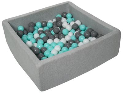 Viking Choice  Vierkante ballenbak 90x90 cm met 300 ballen wit, grijs & turquoise