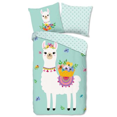 Good Morning Kinderdekbedovertrek LlAMA 140x200/220 cm mint Good Morning Kinderdekbedovertrek LlAMA 140x200/220 cm mint