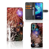 Motorola G8 Power Lite Wallet Case met Pasjes Vuurwerk