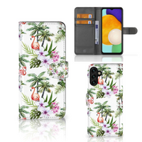 Samsung Galaxy A04s | Samsung Galaxy A13 5G Telefoonhoesje met Pasjes Flamingo Palms - thumbnail