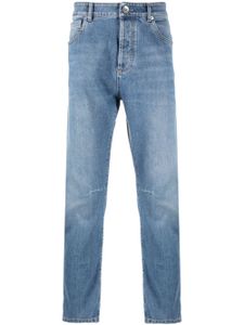 Brunello Cucinelli jean fuselé à taille basse - Bleu