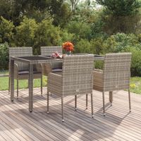 Tuinstoelen 4 st met kussens poly rattan grijs - thumbnail