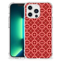 iPhone 13 Pro Max Doorzichtige Silicone Hoesje Batik Rood - thumbnail