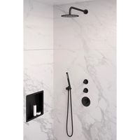 Brauer Black Edition complete inbouw regendouche met staafhanddouche, gebogen wandarm en hoofddouche 20cm set 3 zwart mat