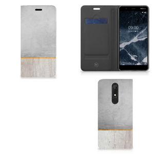 Nokia 5.1 (2018) Book Wallet Case Wood Concrete