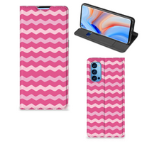 OPPO Reno4 Pro 5G Hoesje met Magneet Waves Pink - thumbnail