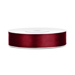 1x Bordeaux satijnlint rollen 1,2 cm x 25 meter cadeaulint verpakkingsmateriaal   -