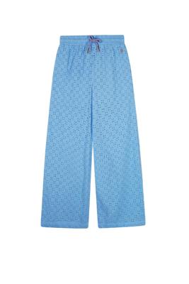 NoNo zomer palazzo broek meisjes - blauw - borduursel - Sunet