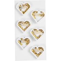 Happy Moments Shaker stickers wit/goud 38 x 32 x 4 mm 6 stuks