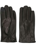 Calvin Klein logo-debossed leather gloves - Noir - thumbnail