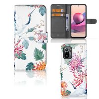 Xiaomi Redmi Note 10S | 10 4G | Poco M5s Telefoonhoesje met Pasjes Bird Flowers - thumbnail