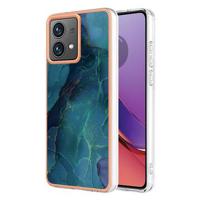 Motorola Moto G84 Marmerpatroon Gegalvaniseerd IMD TPU Hoesje - Groen - thumbnail