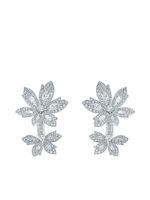 David Morris boucles d'oreilles Palm Double Flower en or blanc 18ct ornées de diamants - Argent