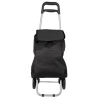 Boodschappentrolley tas op wielen - Shop and Go - zwart - 92 x 35 x 28 cm - 40 liter