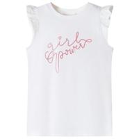 Kindershirt met ruches aan de mouwen 116 ecru, kinderkleding, meisjeskleding, leuke kinderkleding, jongenskleding, hippe kinderkleding