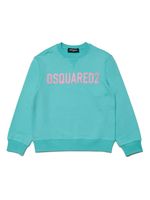 DSQUARED2 KIDS sweat en coton à logo imprimé - Bleu