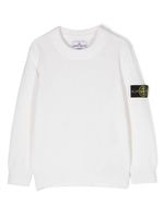 Stone Island Junior pull à col rond à patch logo - Blanc