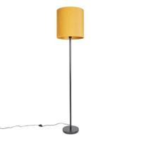 QAZQA Art Deco vloerlamp zwart met gele kap 40 cm - Simplo