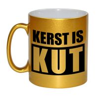 Kerst is kut cadeau gouden mok/beker Kerstmis 330 ml   -