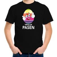 Pasen shirt zwart met vrolijk paasei en duimen schuin omhoog voor kinderen XL (158-164)  -