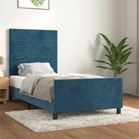 vidaXL Bedframe met hoofdeinde fluweel donkerblauw 100x200 cm, bed, ledikant, tweepersoonsbed, slaapmeubel, bedbodem, bedden, slaapmeubels