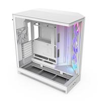 NZXT H9 Flow RGB (2025) - Large Dual-Chamber ATX Mid-Tower Airflow PC Case - Inclusief 1 x 420mm RGB Fan Unit & 1 x 120mm Fan - 420mm Radiator Ondersteuning - Gehard Glas - Back-Connect Klaar - Wit