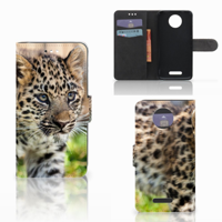 Motorola Moto C Plus Telefoonhoesje met Pasjes Baby Luipaard