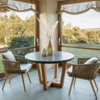 Kave Home Ronde Tuintafel 'Shanelle' houten onderstel, Ø120cm, kleur Grijs